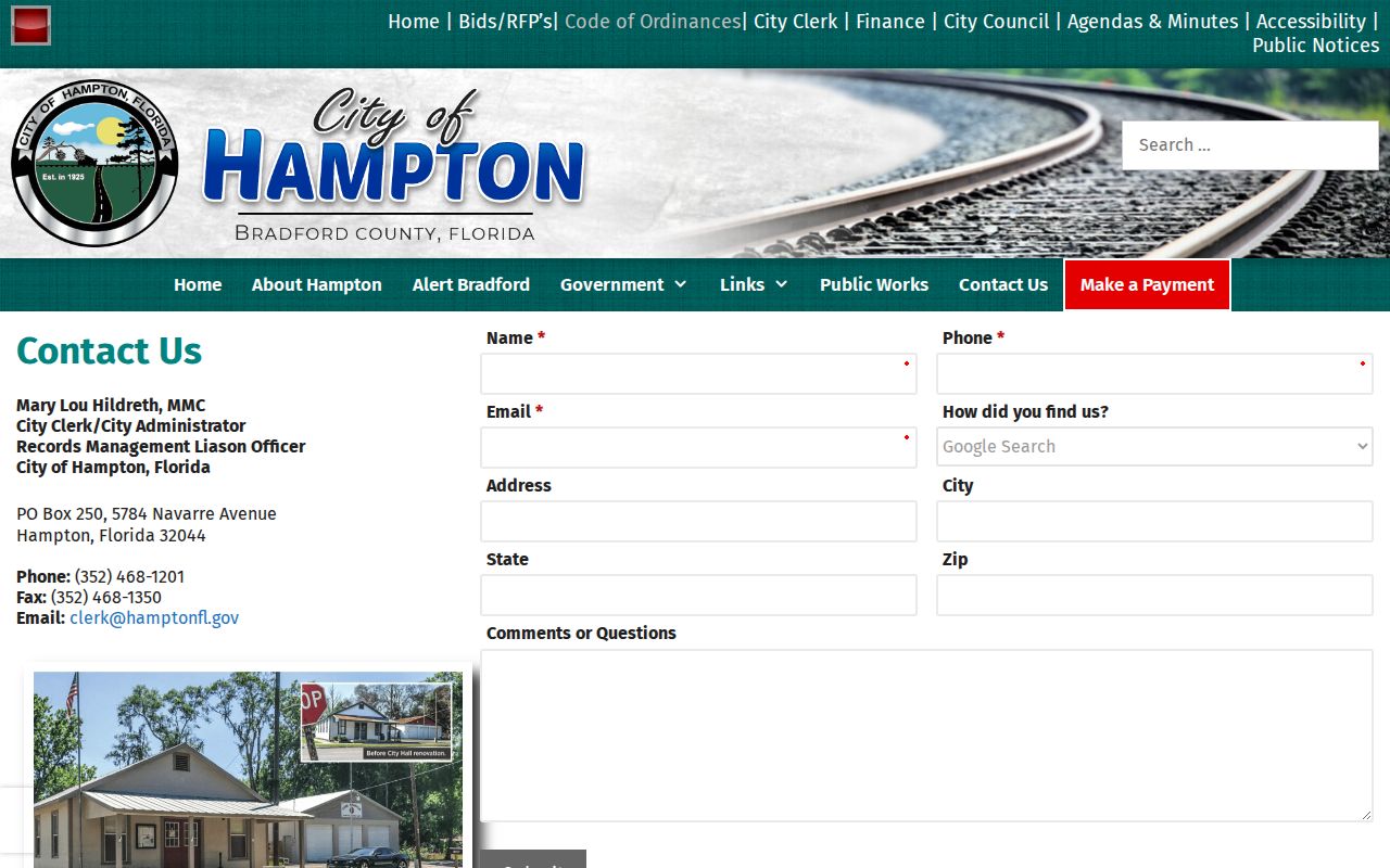 Official Hampton contact page for the city records liaison