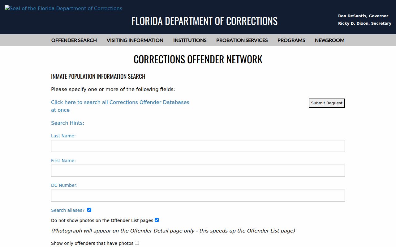 Florida Department of Corrections offender search