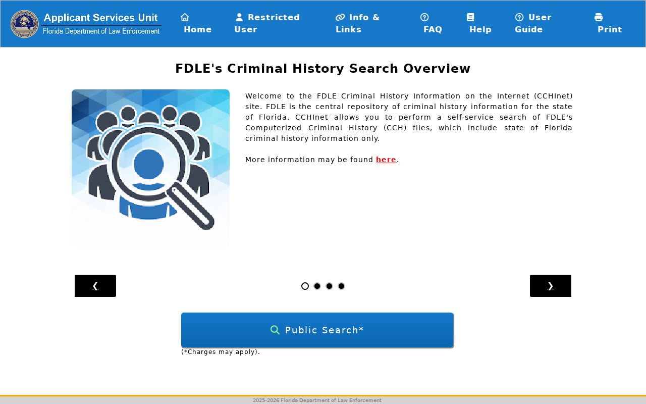 FDLE Instant Search criminal history portal