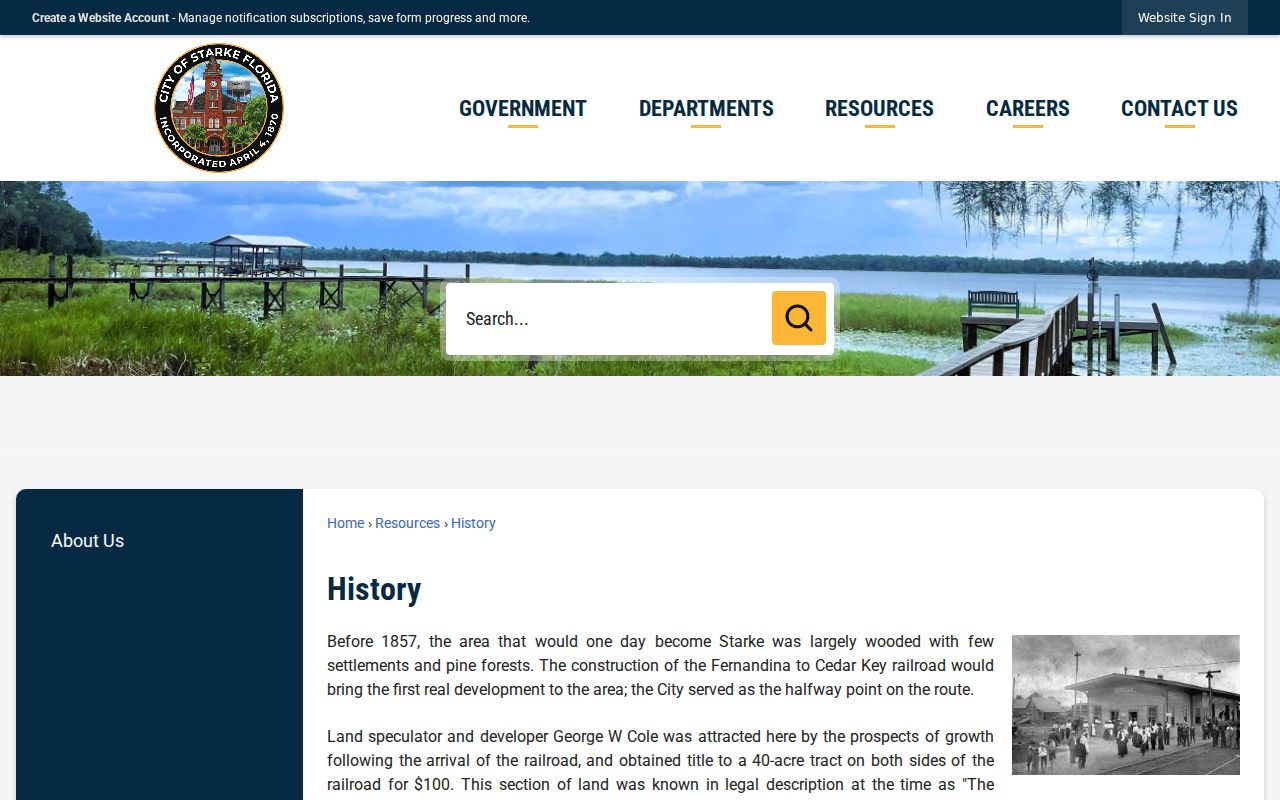 Historic Starke scenes on the official city history page